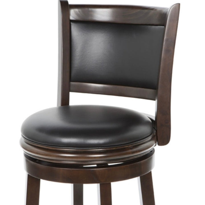 Cappuccino 29-inch Swivel Barstool with Faux Leather Cushion Seat