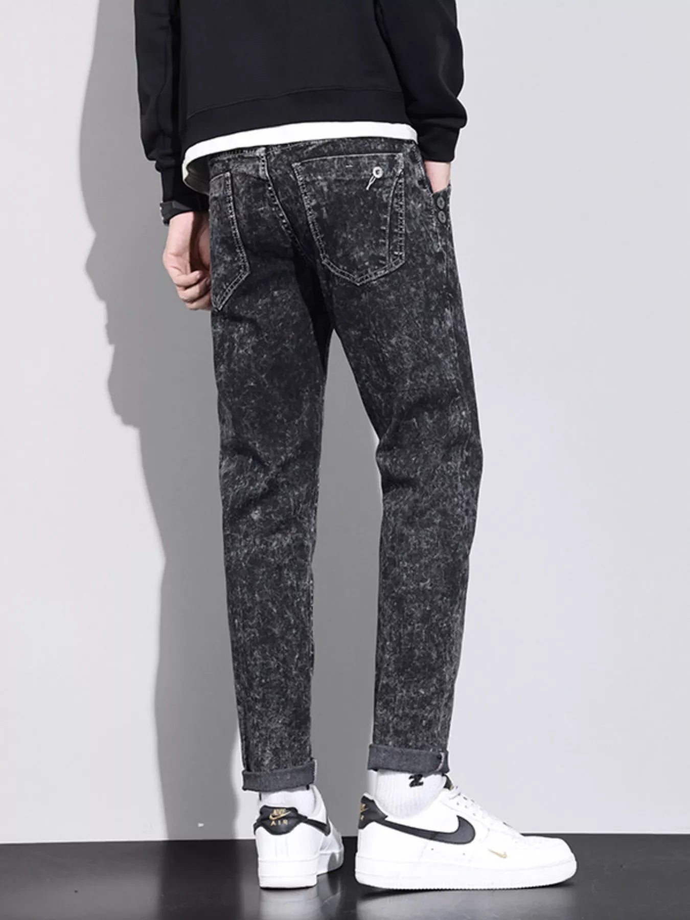 Men's Vintage Acid Wash Slim Fit Jeans