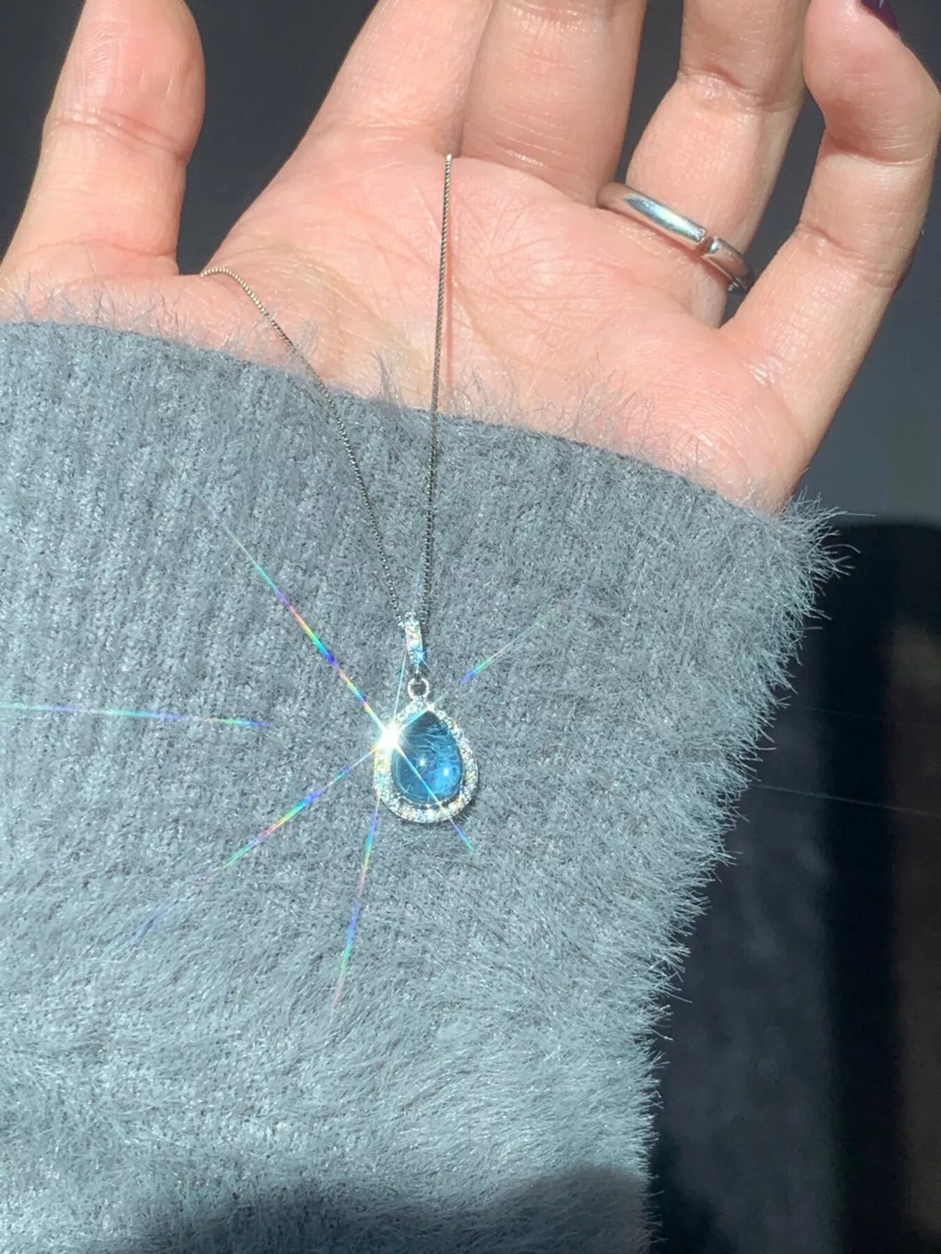 Crystal Teardrop Pendant Necklace