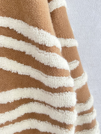 Chic Contrast Long Sleeve Knit Sweater for Stylish Comfort