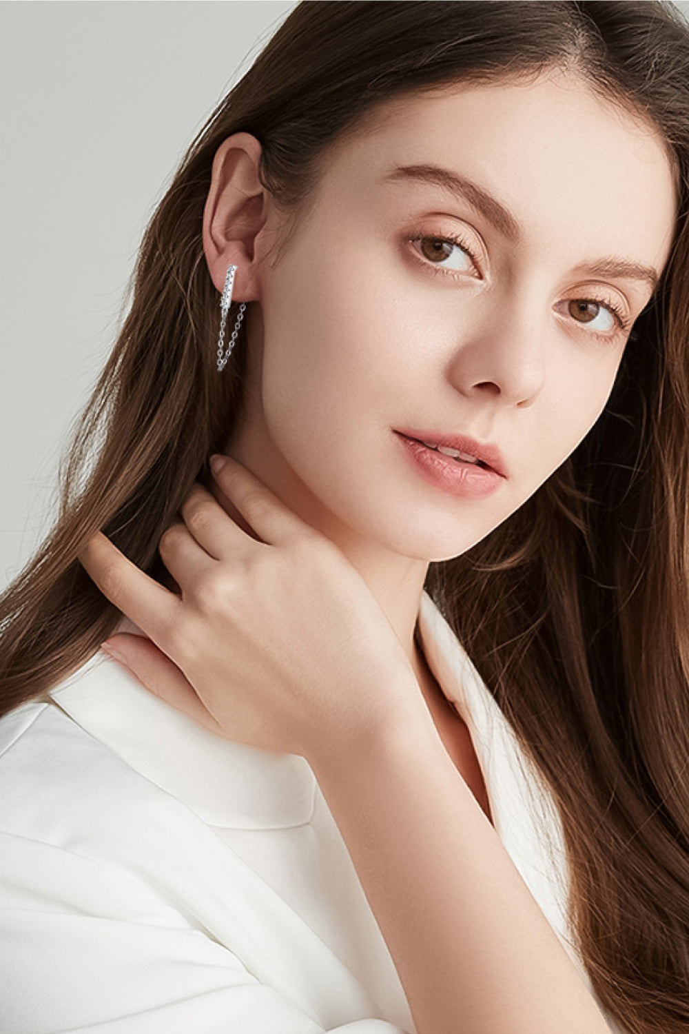 Moissanite 925 Sterling Silver Connected Earrings for Elegance