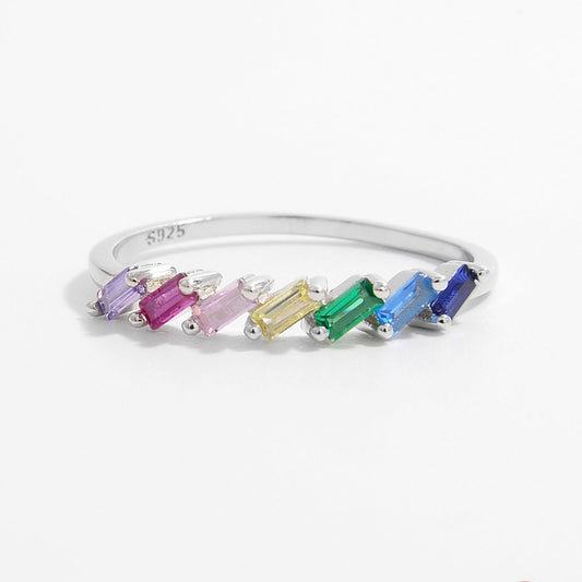 925 Sterling Silver Contrast Zircon Ring for Elegance