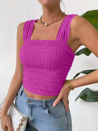 Elevated Textured Square Neck Tank Top for Stylish Comfort