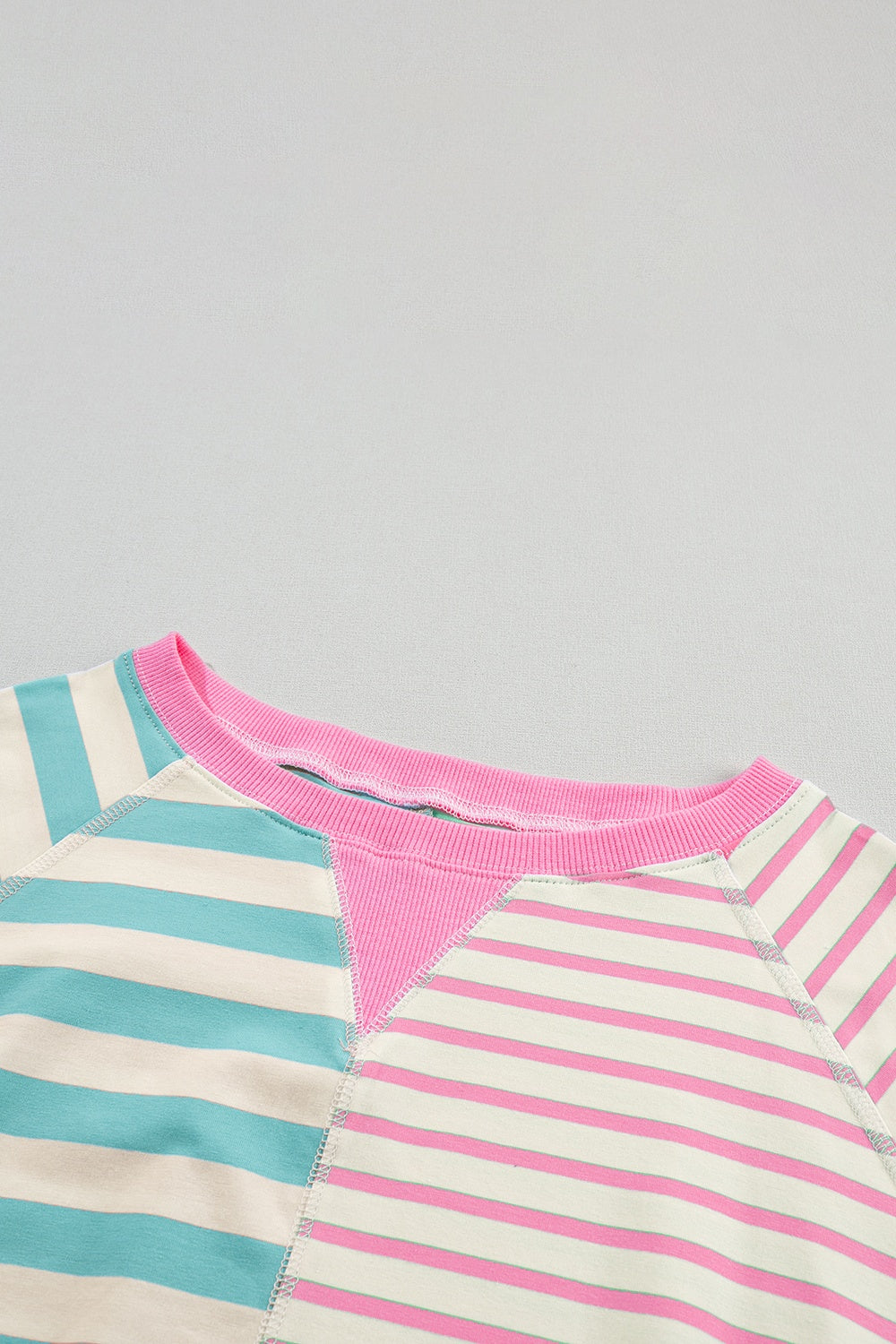 Contrast Striped Round Neck Half Sleeve T-Shirt for Women