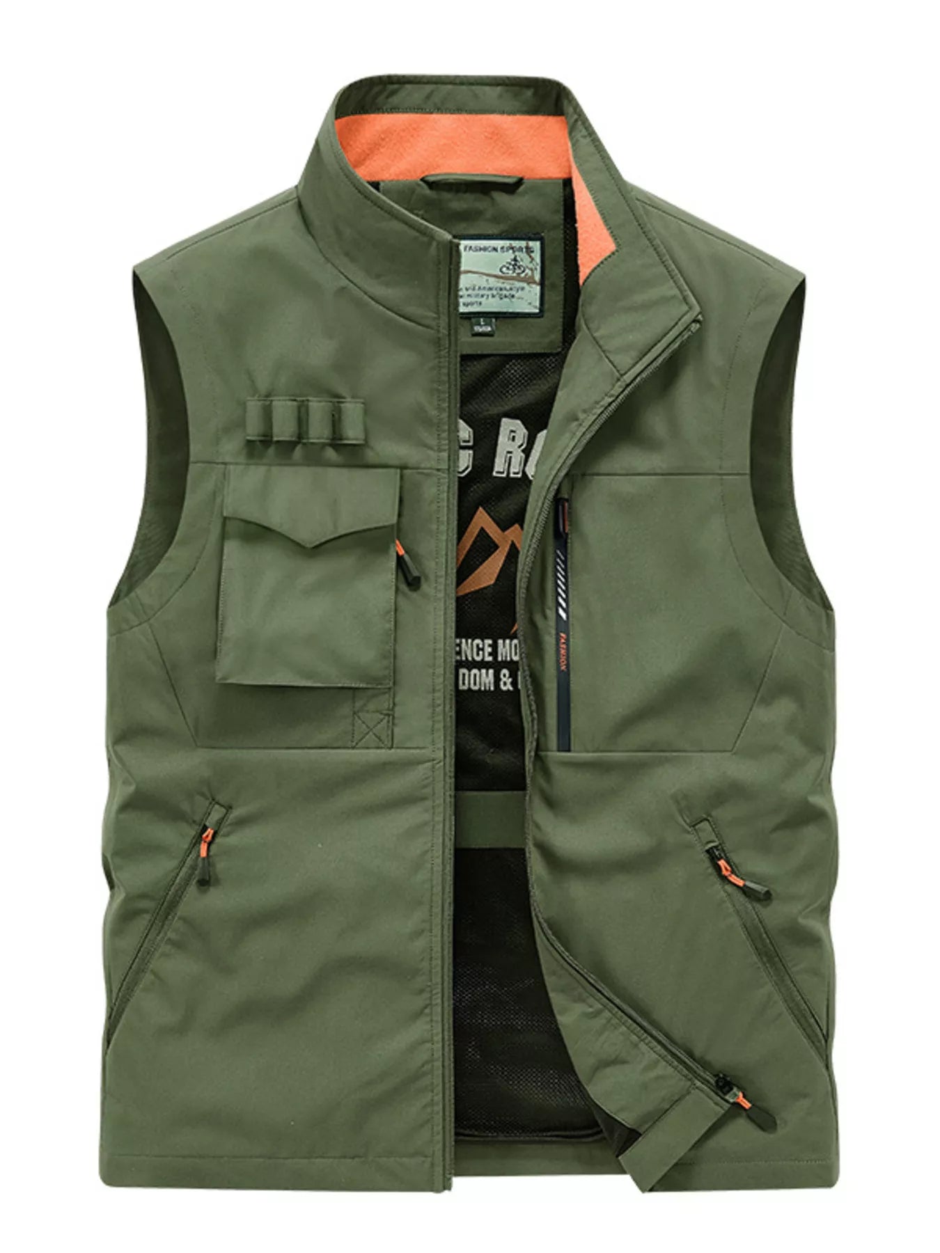 Men's Plus Size Multi-Pocket Zip Up Vest