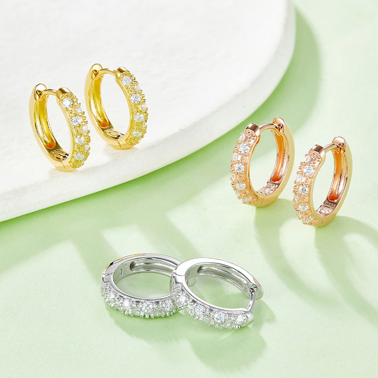 Moissanite 925 Sterling Silver Huggie Earrings For Women