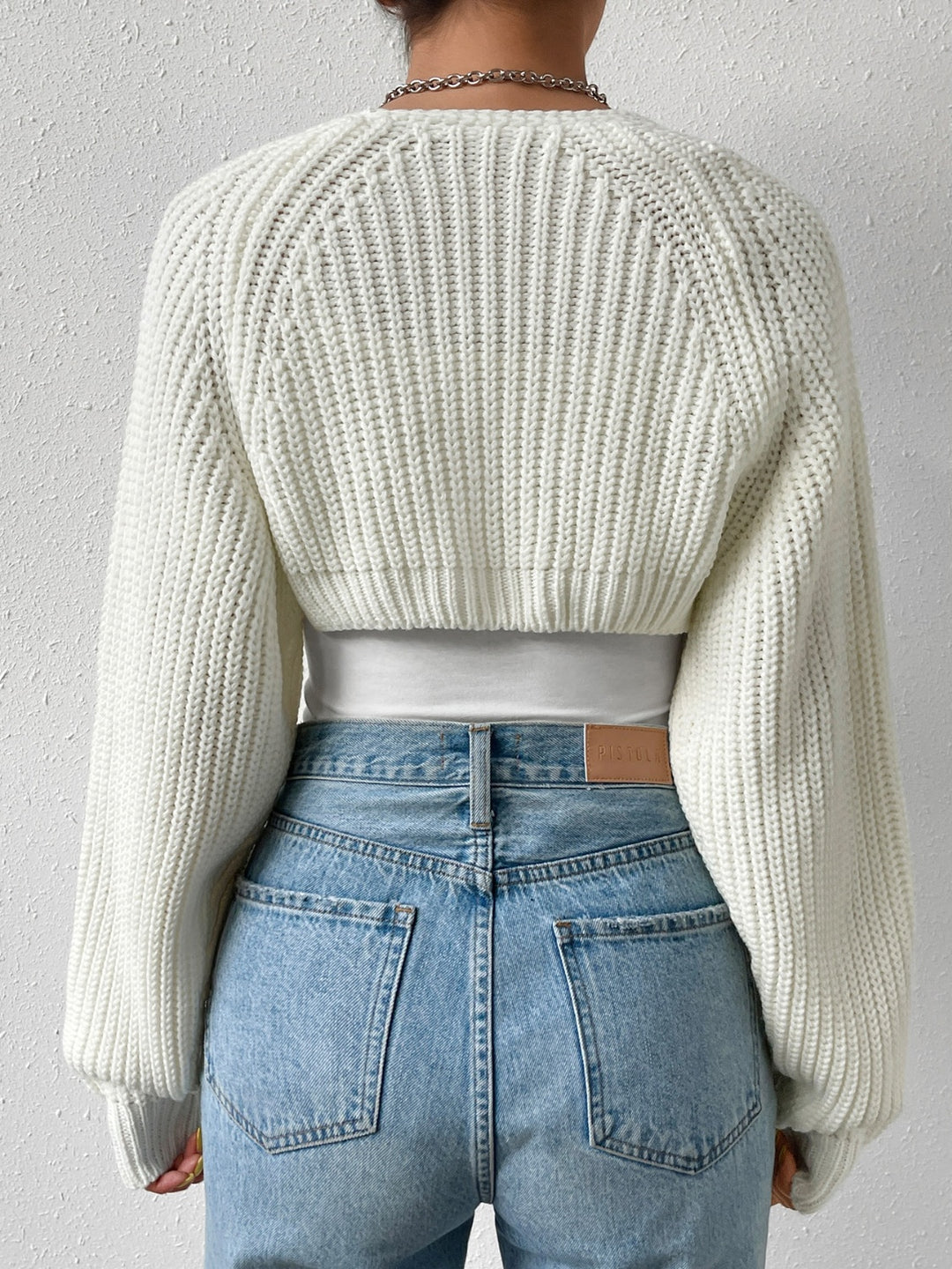 Cropped Honey Cardigan with Long Sleeves and Open Front