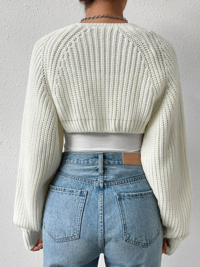 Cropped Honey Cardigan with Long Sleeves and Open Front