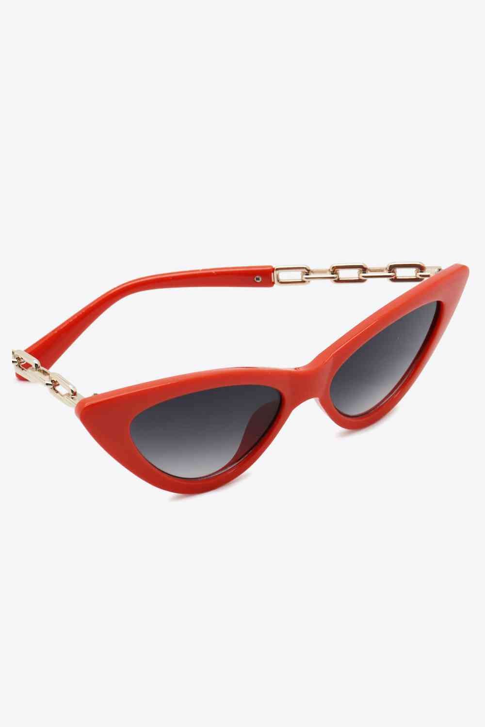 Chic Chain-Embellished Cat-Eye Sunglasses