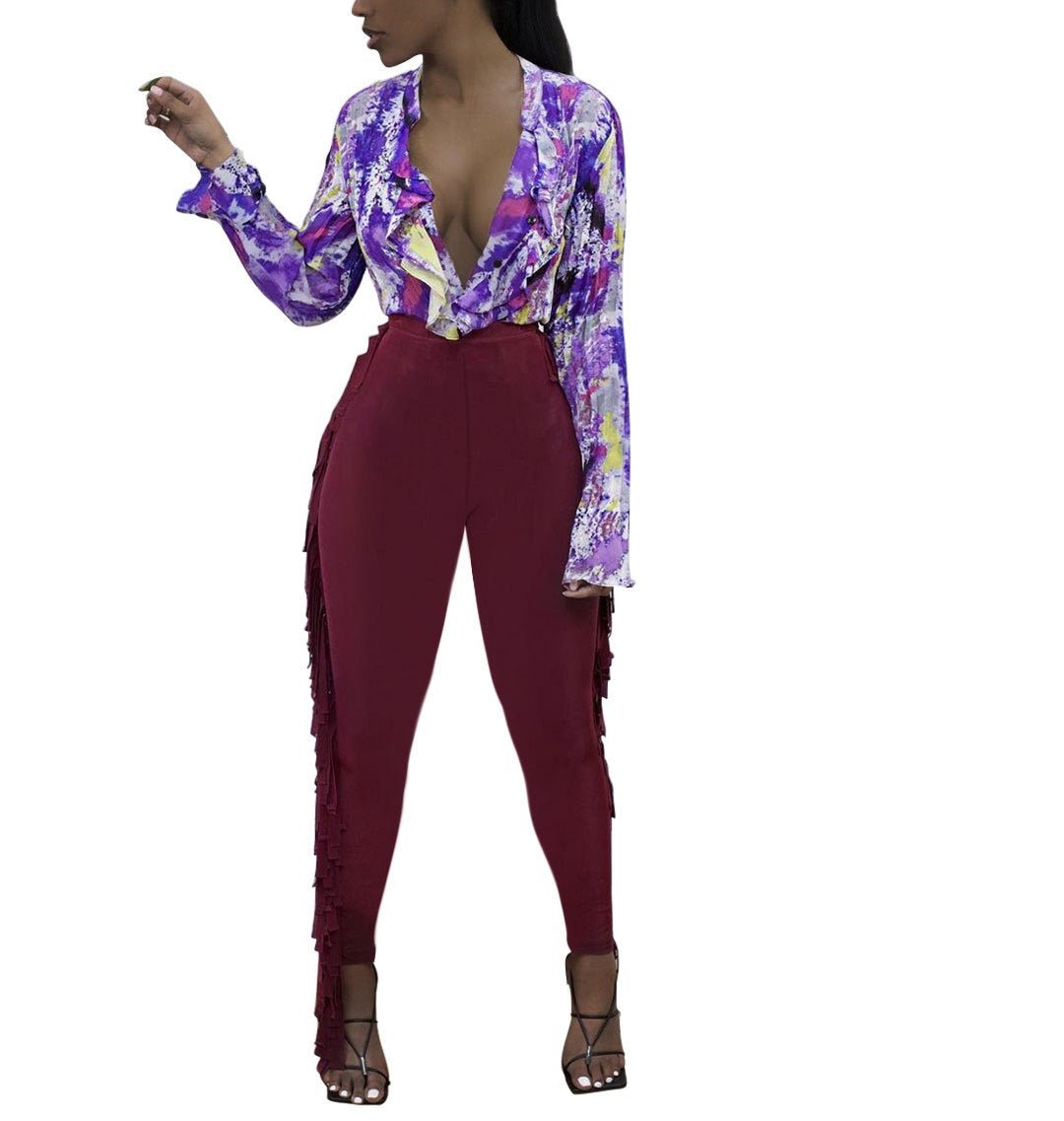 Colorful Women's Leggings with Trendy Tassel Accents Today