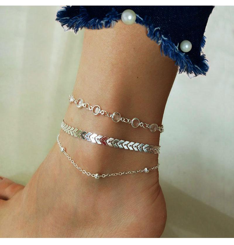 Chevron And Crystals Anklet Set Three Pieces B197 Sparkling Beach Jewelry Gift Idea