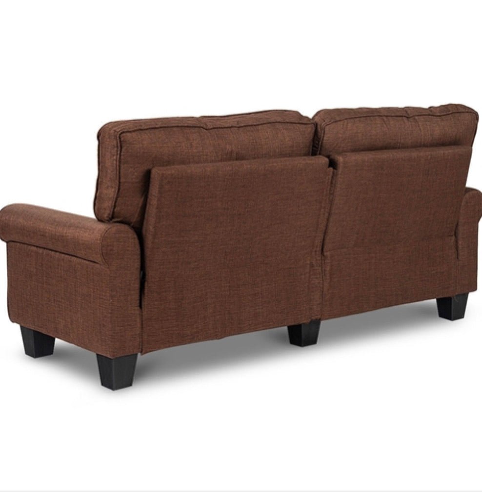 Classic Brown Fabric Loveseat Sofa with Armrests