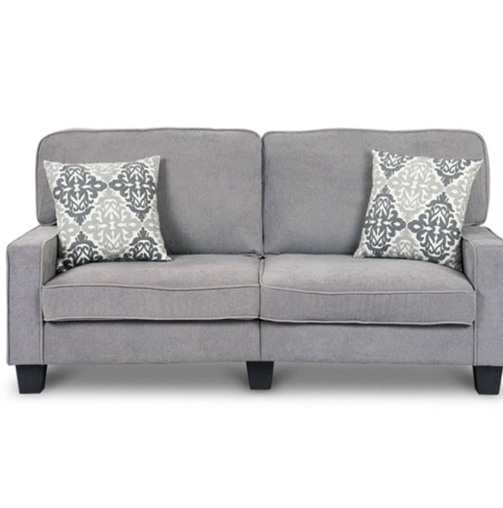 Classic Grey Fabric Loveseat Sofa with Armrests