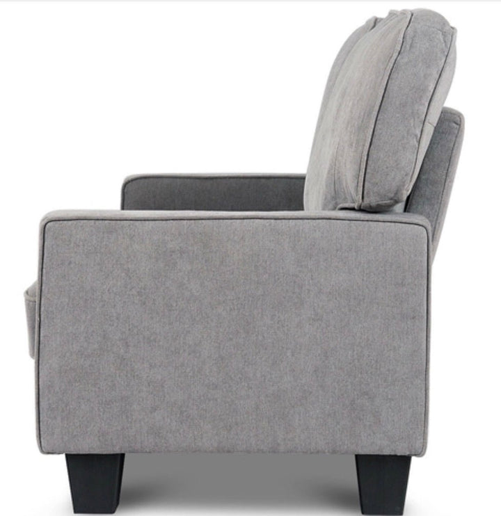 Classic Grey Fabric Loveseat Sofa with Armrests