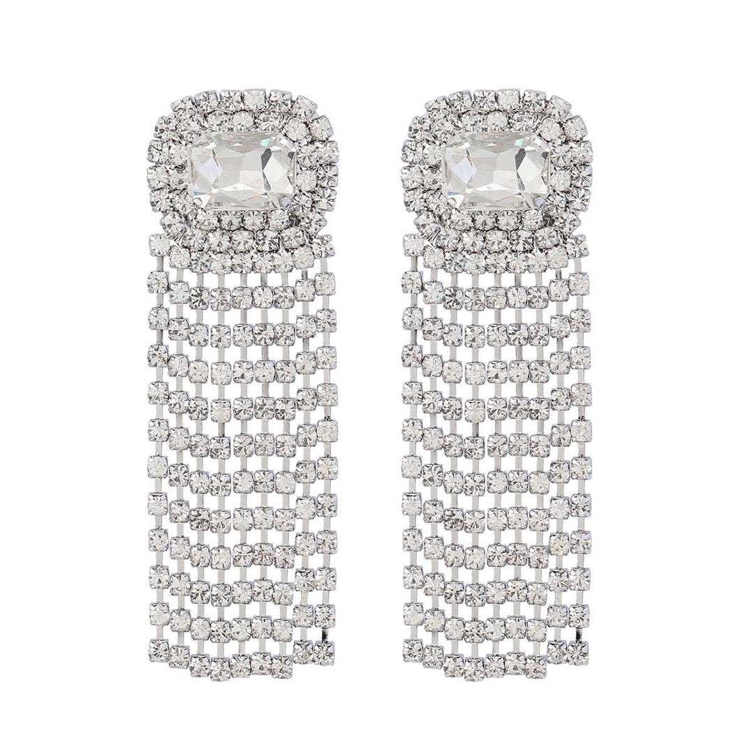 Claw Chain Series Rhinestone Glass Diamond Tassel Earrings