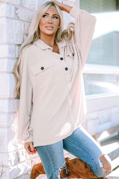 Elegant Sheer Collared Long Sleeve Blouse with Button Detail