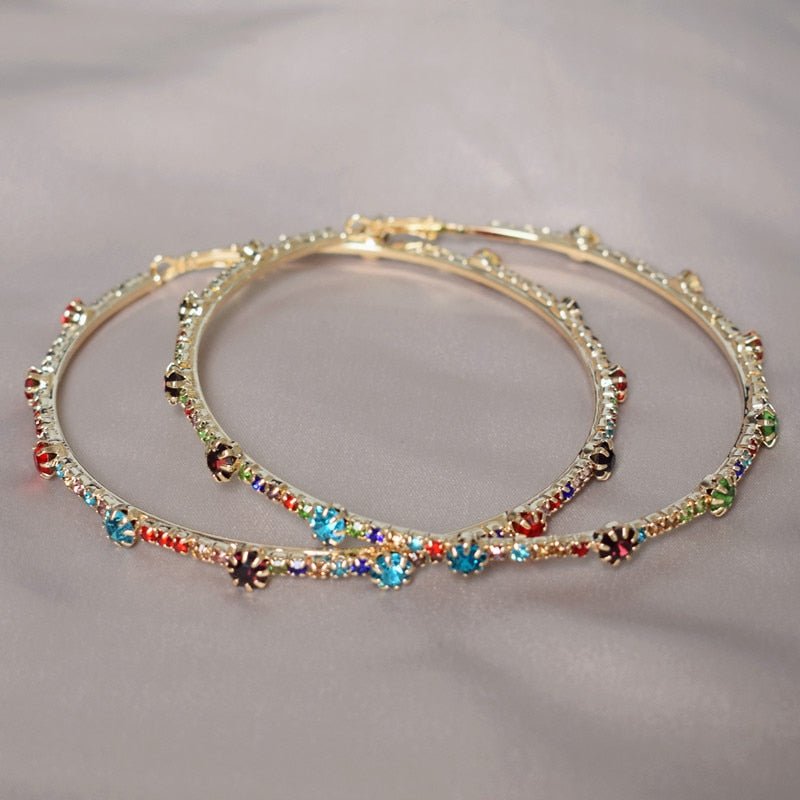 Colorful Diamond Bohemian Earrings Temperament Fashion Circle Earrings