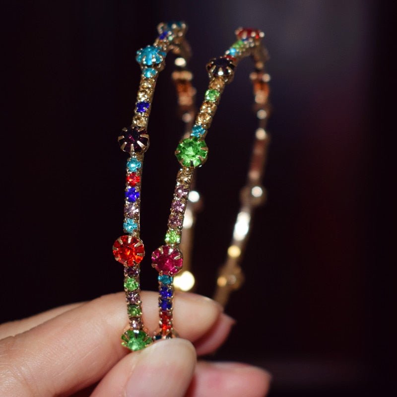 Colorful Diamond Bohemian Earrings Temperament Fashion Circle Earrings