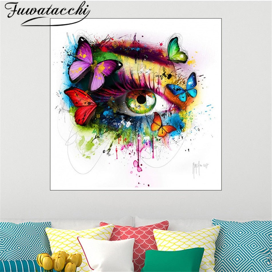 Colorful Eye Wall Art Oil Printing Abstract Picture Spray Painting for Home Decor Living Room No Fram Print and Post