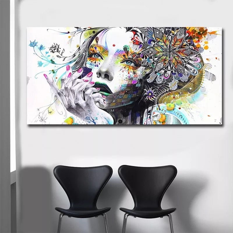 Colorful Girl Oil Painting Micro-spraying Wall Art Canvas