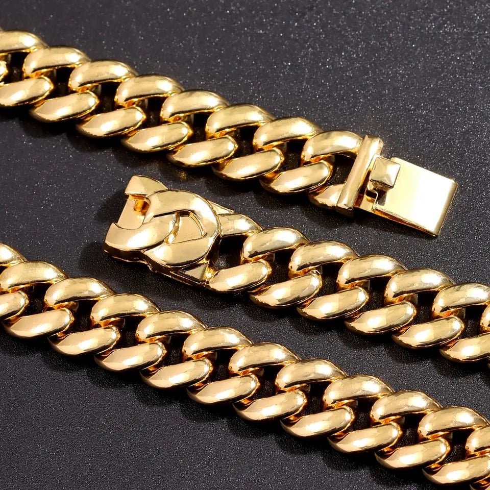 Complete Set: 13MM Curb Cuban Chain Bling Mouth Letter Pendant Necklace with Matching Anklet – Perfect for Women's Stylish Coordination