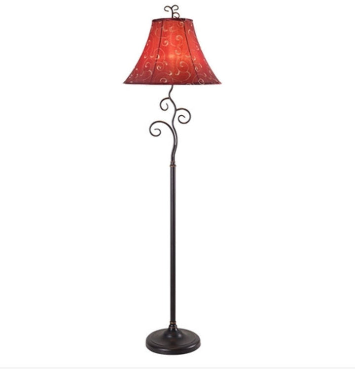 Contemporary 61-inch Tall Floor Lamp with Red and Gold Bell Shade