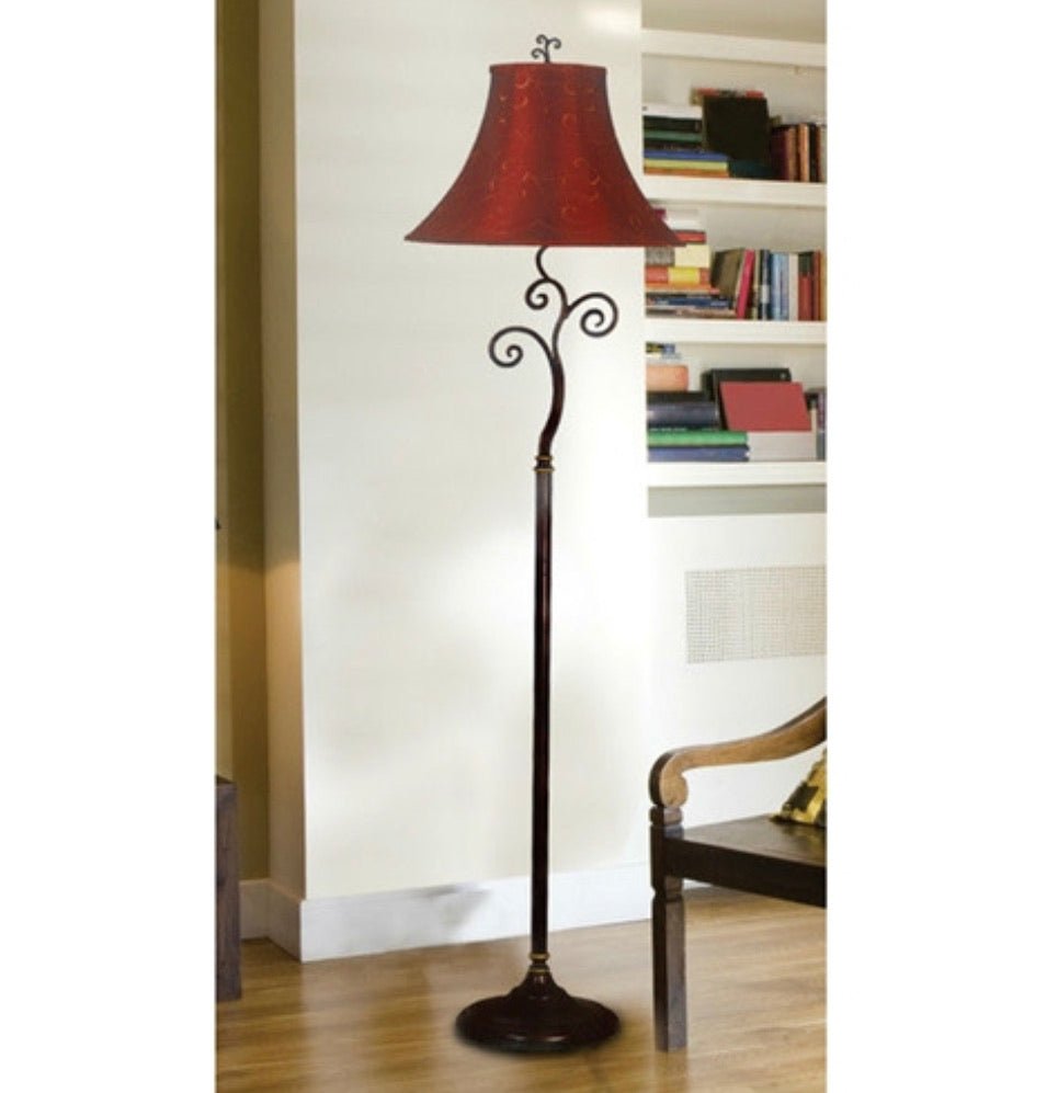 Contemporary 61-inch Tall Floor Lamp with Red and Gold Bell Shade