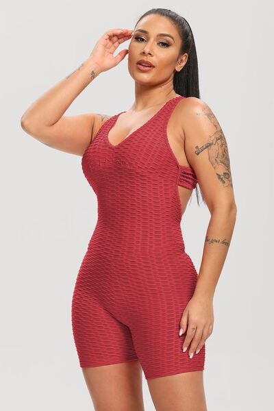 Chic Crisscross Fitness Romper with Supportive Straps