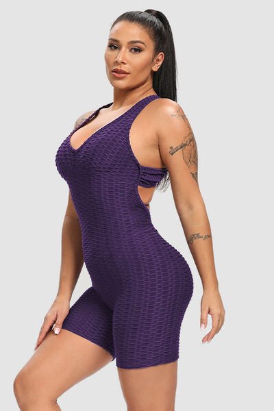 Chic Crisscross Fitness Romper with Supportive Straps