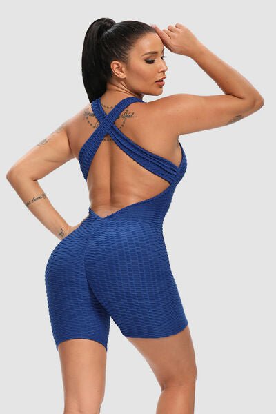 Chic Crisscross Fitness Romper with Supportive Straps