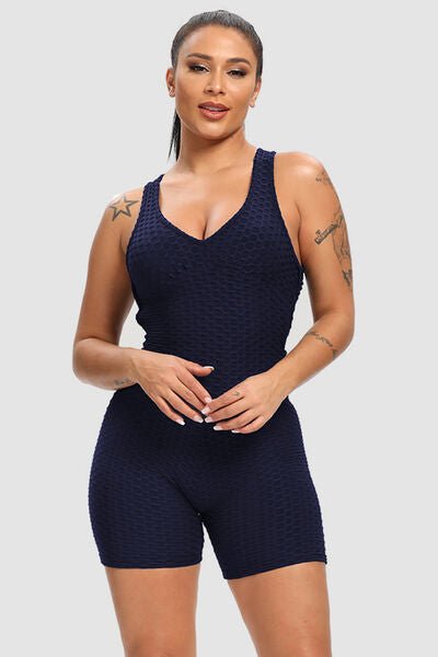 Chic Crisscross Fitness Romper with Supportive Straps