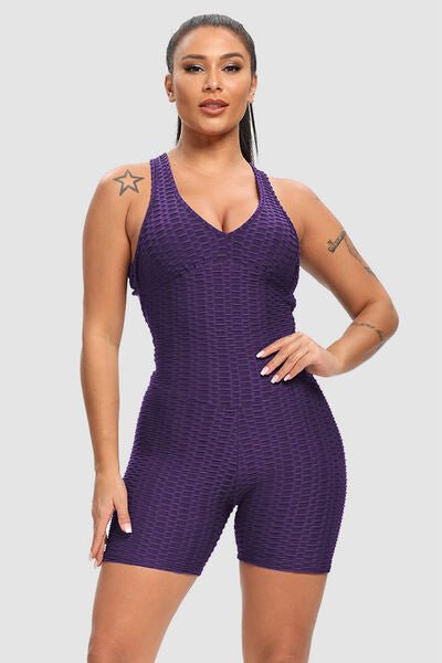 Chic Crisscross Fitness Romper with Supportive Straps