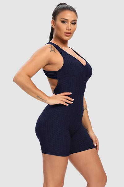 Chic Crisscross Fitness Romper with Supportive Straps