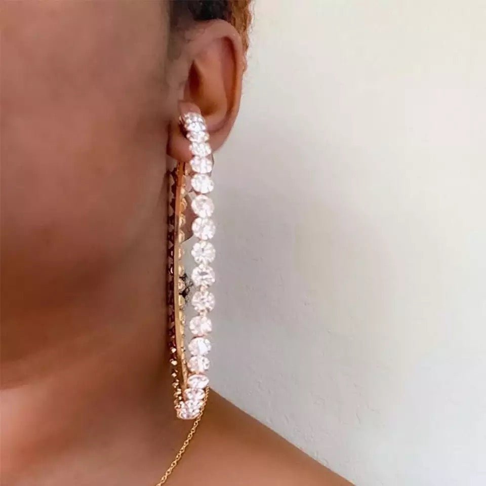 Crystal Hoop Earrings For Women Sparkling Clear Crystals Dainty Elegant Jewelry Gift Ready Accessory