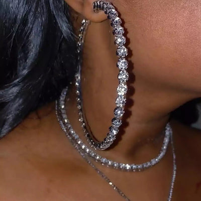 Crystal Hoop Earrings For Women Sparkling Clear Crystals Dainty Elegant Jewelry Gift Ready Accessory