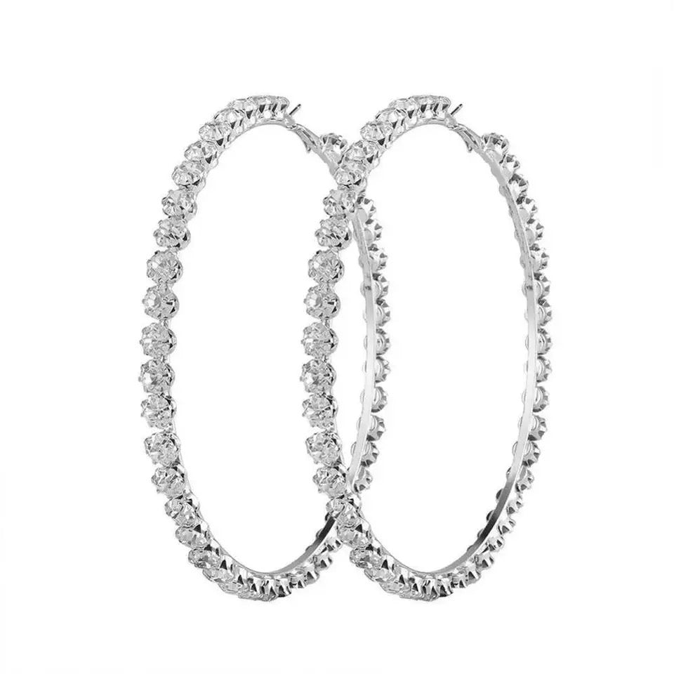 Crystal Hoop Earrings For Women Sparkling Clear Crystals Dainty Elegant Jewelry Gift Ready Accessory
