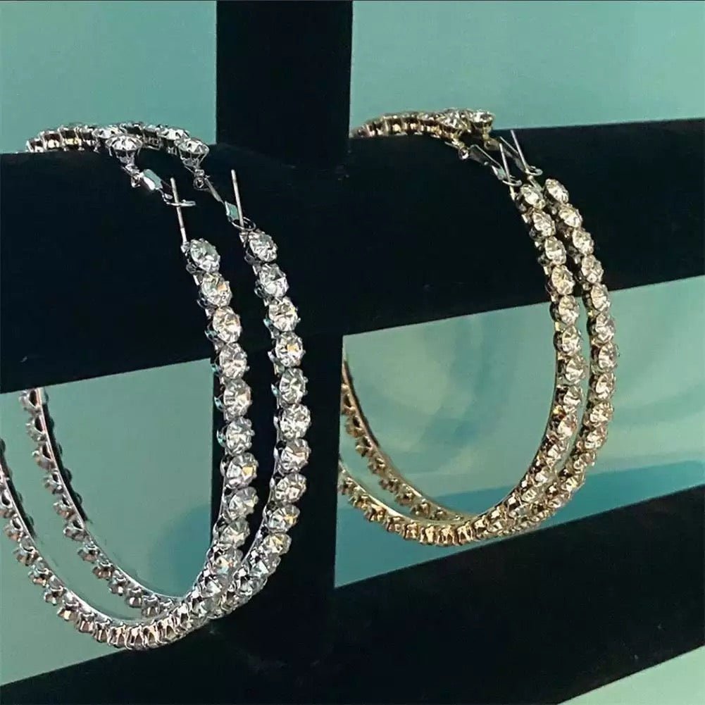 Crystal Hoop Earrings For Women Sparkling Clear Crystals Dainty Elegant Jewelry Gift Ready Accessory
