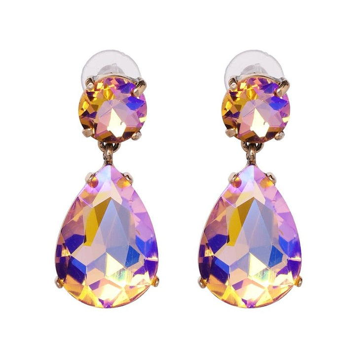 Crystal Rhinestone Water Drop Geometric Dangle Earrings Fashion Wedding Jewelry For Women  Trend