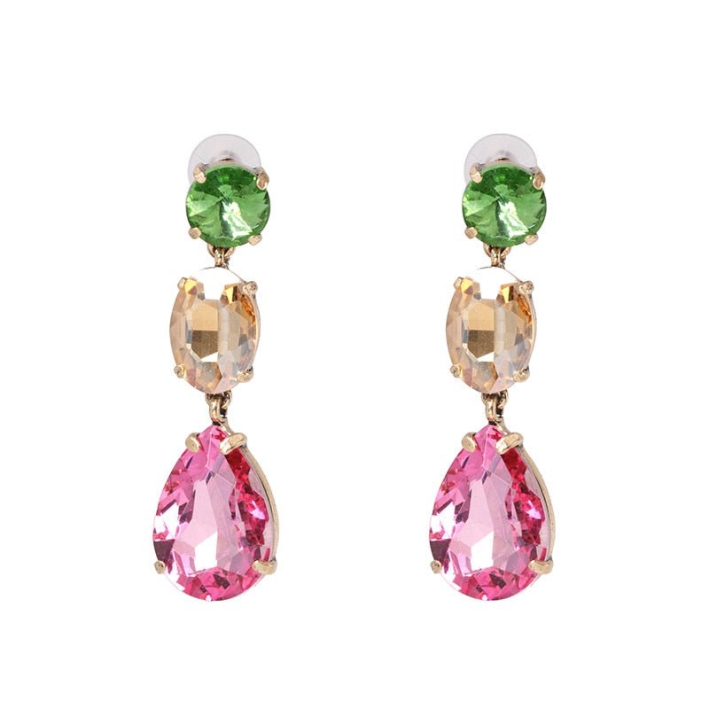 Crystal Rhinestone Water Drop Geometric Dangle Earrings Fashion Wedding Jewelry For Women  Trend