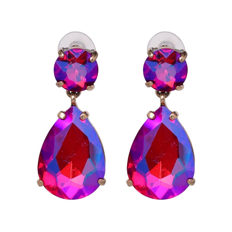 Crystal Rhinestone Water Drop Geometric Dangle Earrings Fashion Wedding Jewelry For Women  Trend