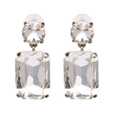 Crystal Rhinestone Water Drop Geometric Dangle Earrings Fashion Wedding Jewelry For Women  Trend