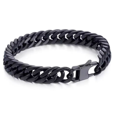 Black Cuban link stainless steel bracelet