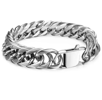 Silver Cuban link stainless steel bracelet