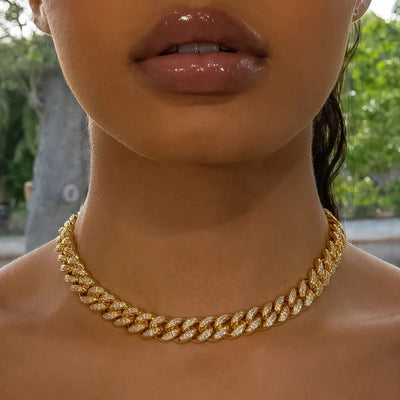 Cuban Link Chain Necklace For Men And Women Premium Gold Tone Stainless Steel Durable Accessory