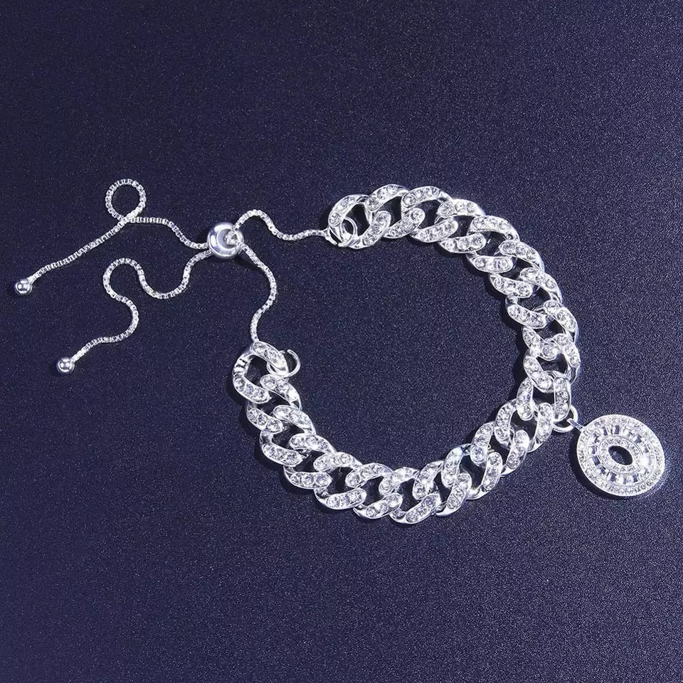 Elegant Cuban Style Rhinestone Anklet For Women With Sparkling Design And Dainty Charm