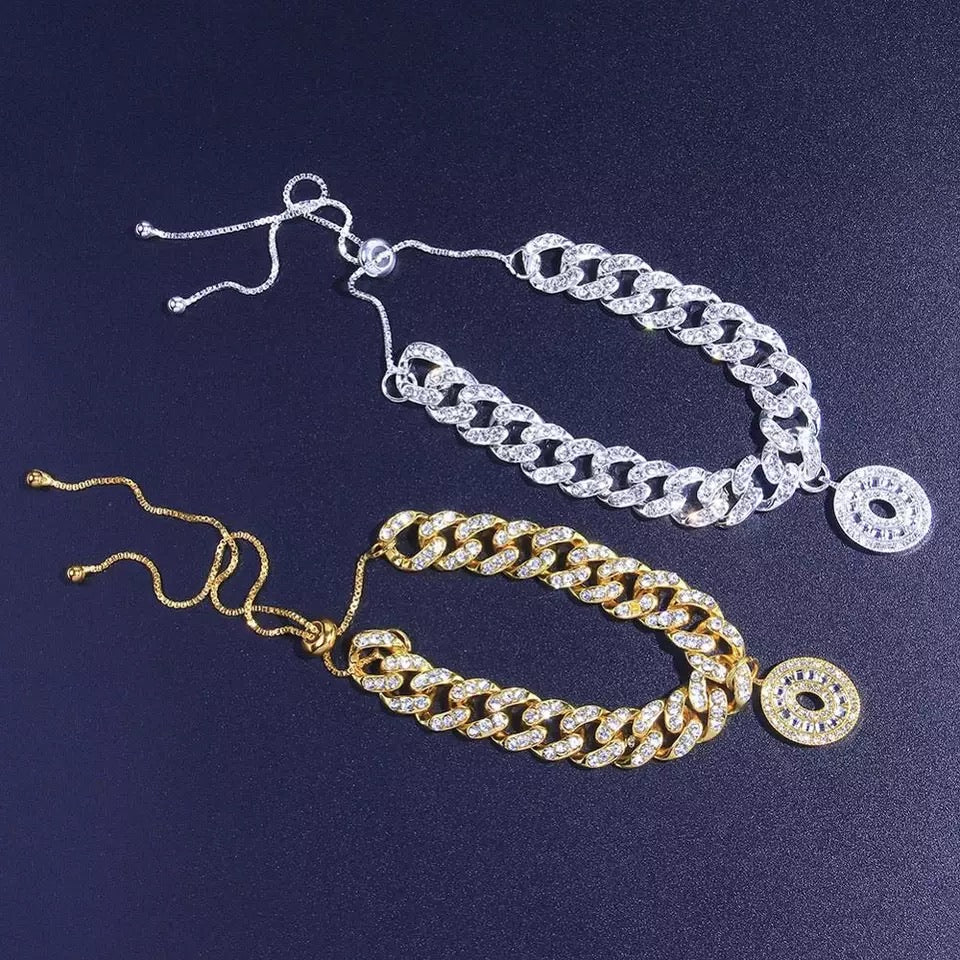 Elegant Cuban Style Rhinestone Anklet For Women With Sparkling Design And Dainty Charm