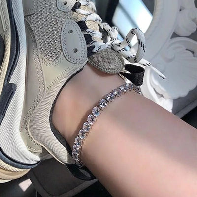 Cubic Zirconia Tennis Chain Anklets For Women Elegant Jewelry Sparkling Modern Gift
