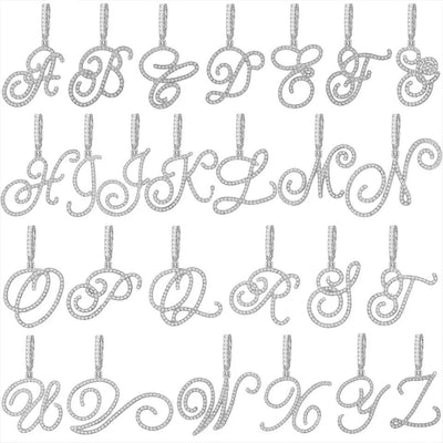 Cursive Letter Cuban Chain Necklace Initial Pendant Personalized Jewelry For Men And Women