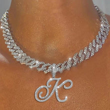 Cursive Letter Cuban Chain Necklace Initial Pendant Personalized Jewelry For Men And Women