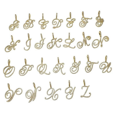 Cursive Letter Cuban Chain Necklace Initial Pendant Personalized Jewelry For Men And Women